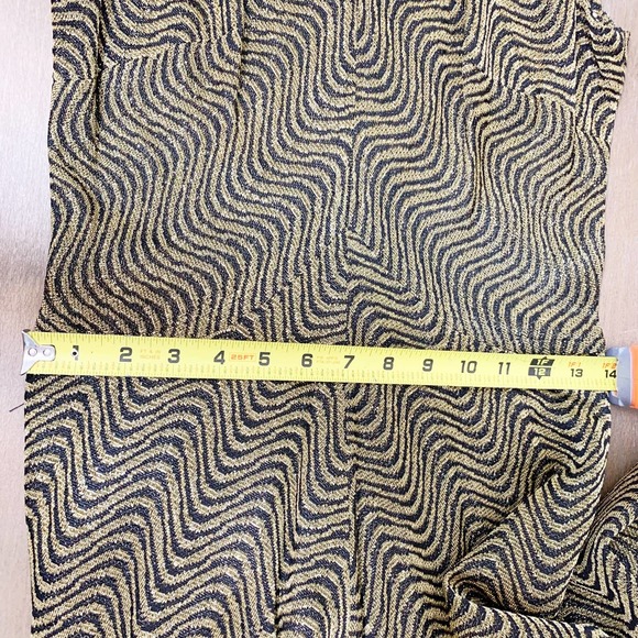 70s Metallic Maxi Dress Gold and Black with Psychedelic Waves size XS S - Picture 7 of 7